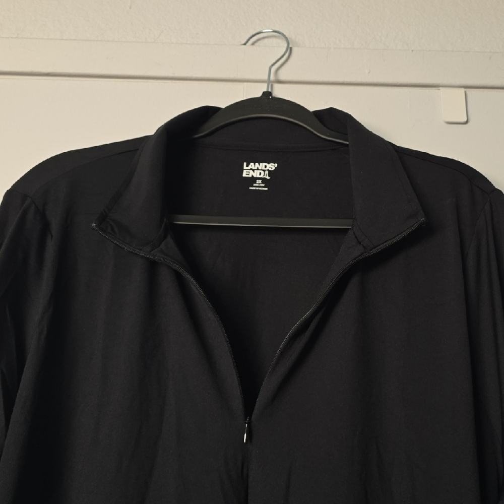 Women's Lands' End Plus Size 2x Black UPF Swim Top